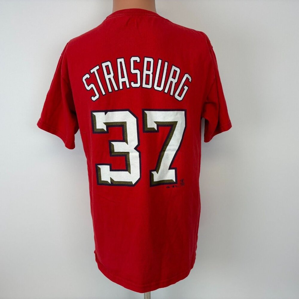 Majestic Stephen Strasburg Jersey T Shirt Mens Size M Red Washington Nationals - Picture 2 of 4